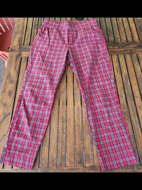 Women's Hollister Red And Black Plaid Dress Pants High Waist Size Large Stretch